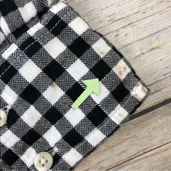 Merona Black White Plaid Button Up S - Picture 6 of 7